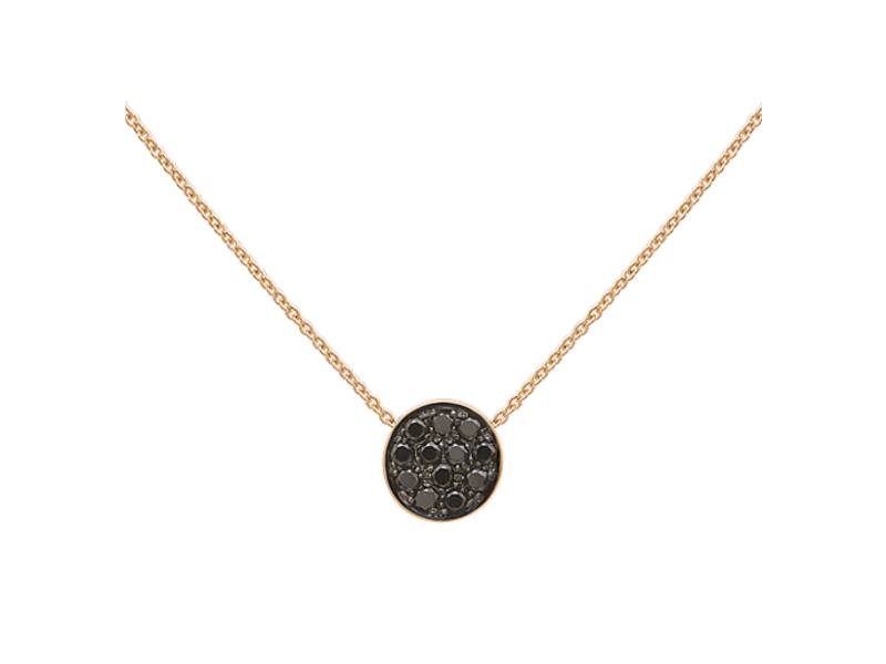 18 KT ROSE GOLD NECKLACE WITH BLACK DIAMONDS PAVE' AND BLACK ENAMEL PAILLETTES CHANTECLER 41410